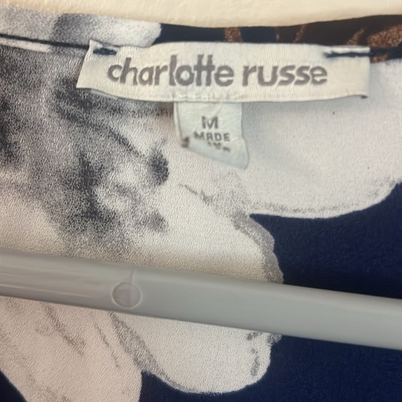 Floral Charlotte Russe Navy Wrap Dress - Picture 3 of 4